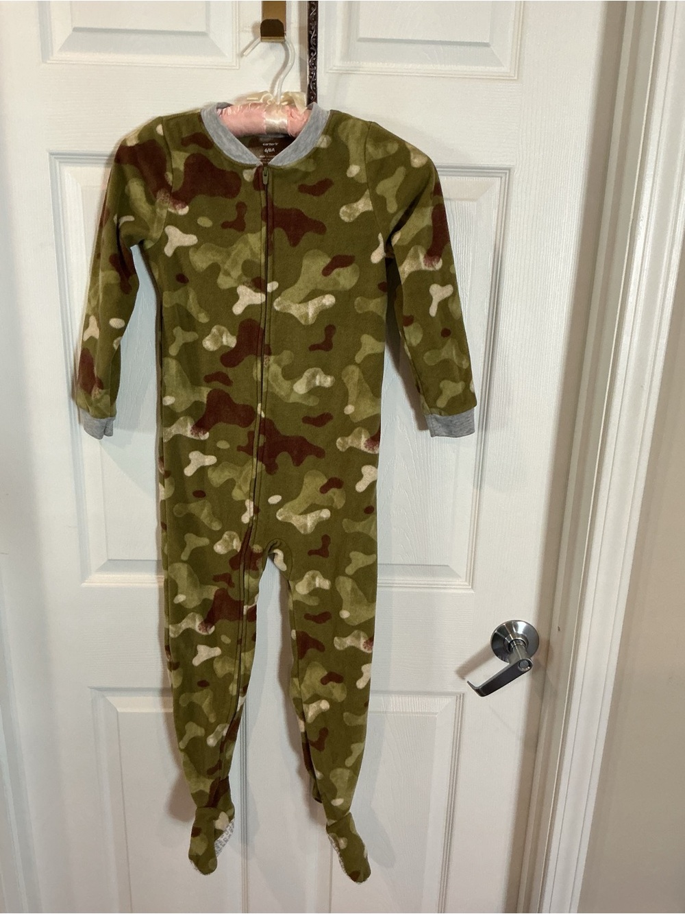 Carter's Green Camo Fleece One-Piece Footed Pajamas